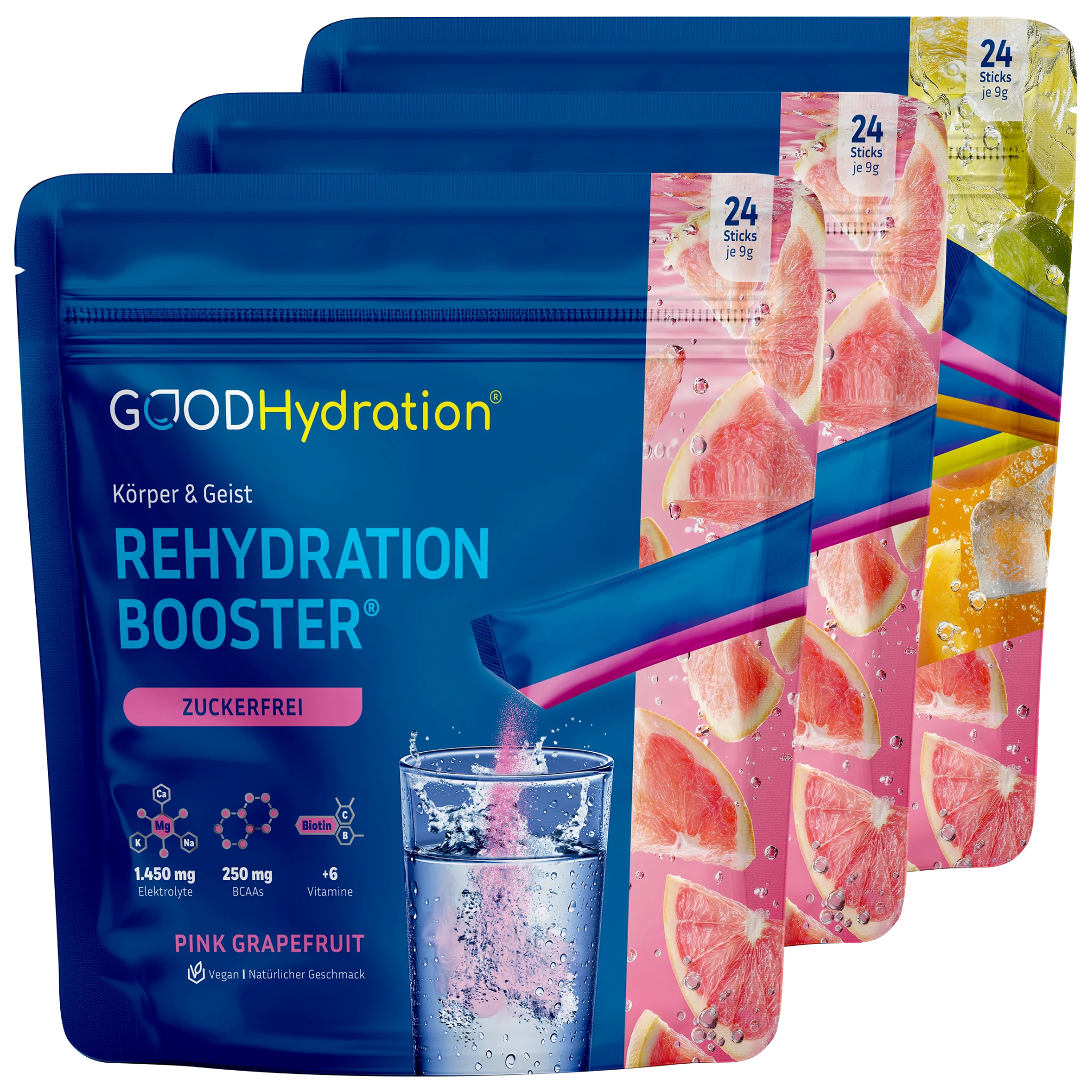 Hier klicken zur Auswahl Grapefruit Vorteils-Bundle mit 72 Hydration Sticks. Im Bundle sparst du immer. Ein Hydration Stick kostet unter 1 €. Dieses Bundle ist die beliebteste Auswahl.