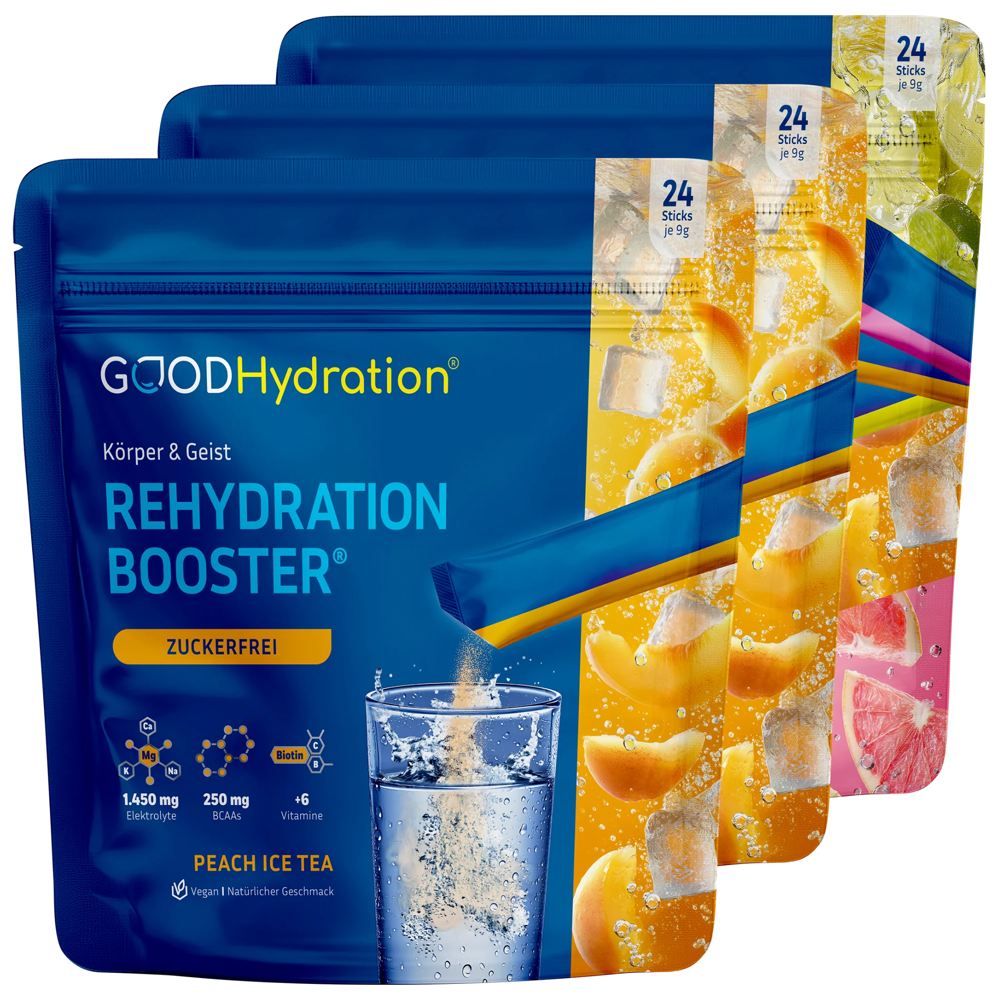 Hier klicken zur Auswahl Peach Ice Tea Vorteils-Bundle mit 72 Hydration Sticks. Im Bundle sparst du immer. Ein Hydration Stick kostet unter 1 €. Dieses Bundle ist die beliebteste Auswahl.