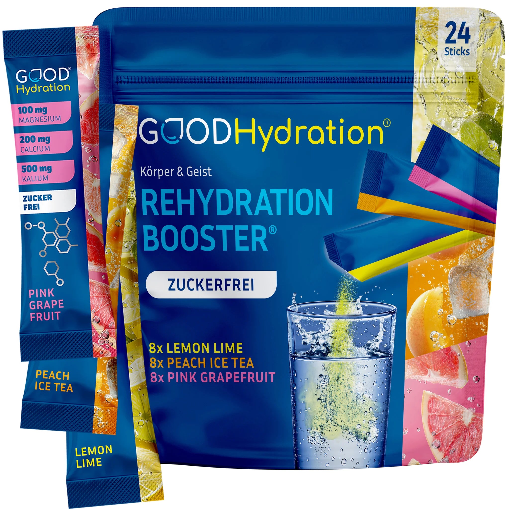 GOOD Hydration Rehydration Booster in der Variante Variety Pack. Elektrolytgetränk für Sport, Arbeit, Hitze und Party.