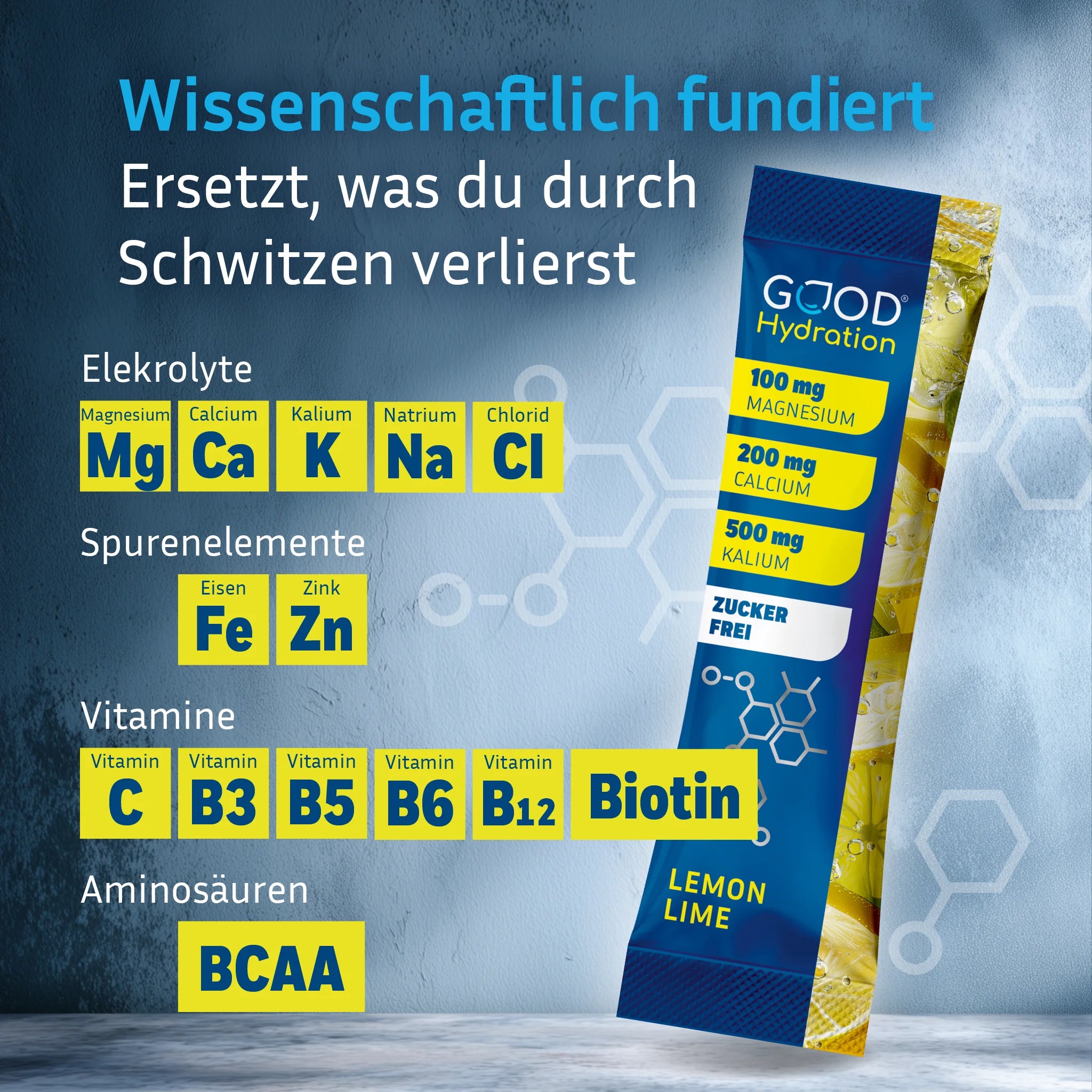 100% wissenschaftliche Formel mit den besten Elektrolyten, Spurenelementen, Vitaminen und Aminosäuren. Zuckerfrei und nur 4 kcal Kalorien.