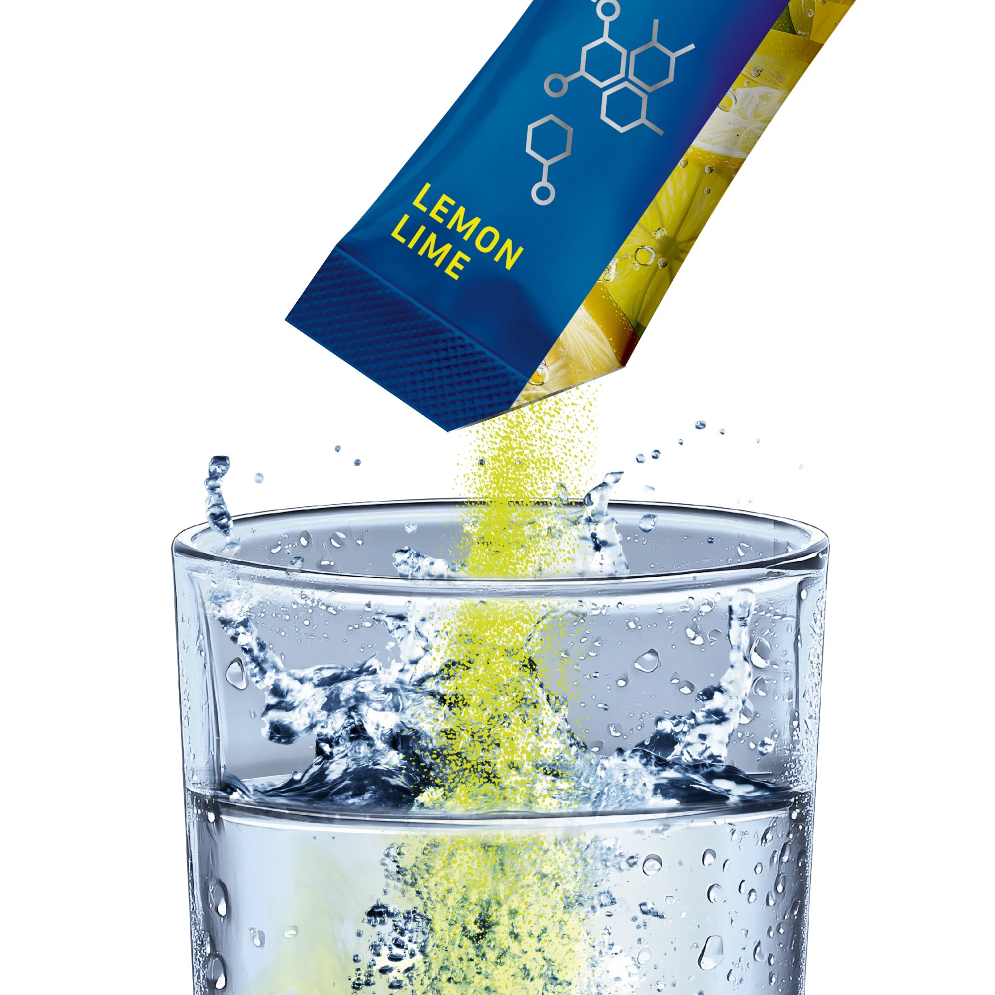 In diesem Pack erhälst du 24 Hydration Sticks mit Geschmack Zitrone. Elektrolytpulver in Wasser 500ml Wasser auflösen und trinken.