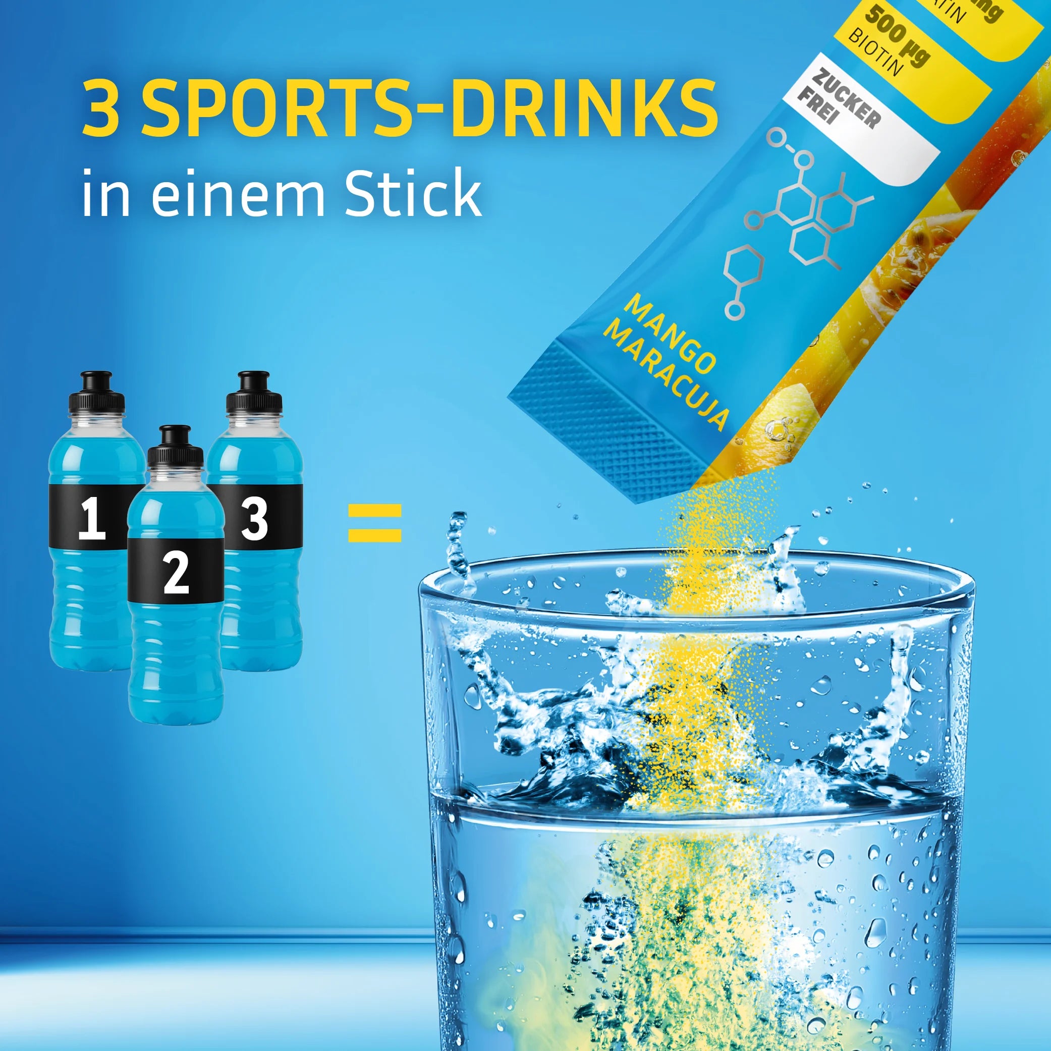 Ein Stick Rehydration Booster von GOOD Hydration enthält so viele Elektrolyte und Vitamine wie 3 Sport Drinks.