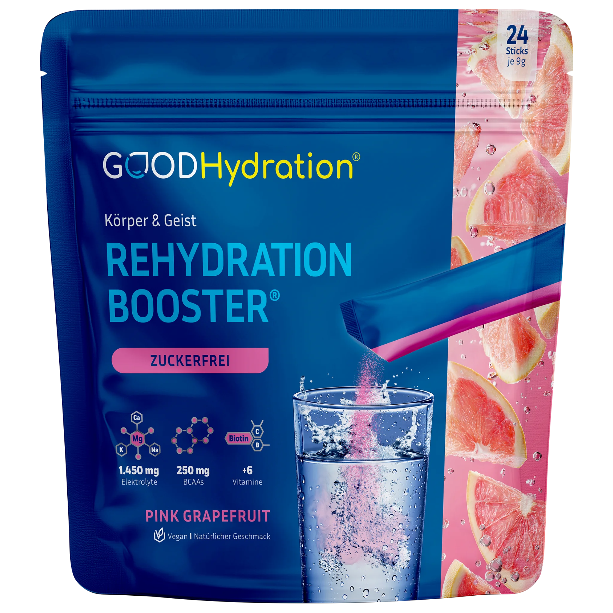 Hier klicken zur Auswahl 1 Packung Pink Grapefruit Hydration Sticks. Der beste Reydration Drink der Welt mit mehr Elektrolyten und Vitaminen als Hydraid.