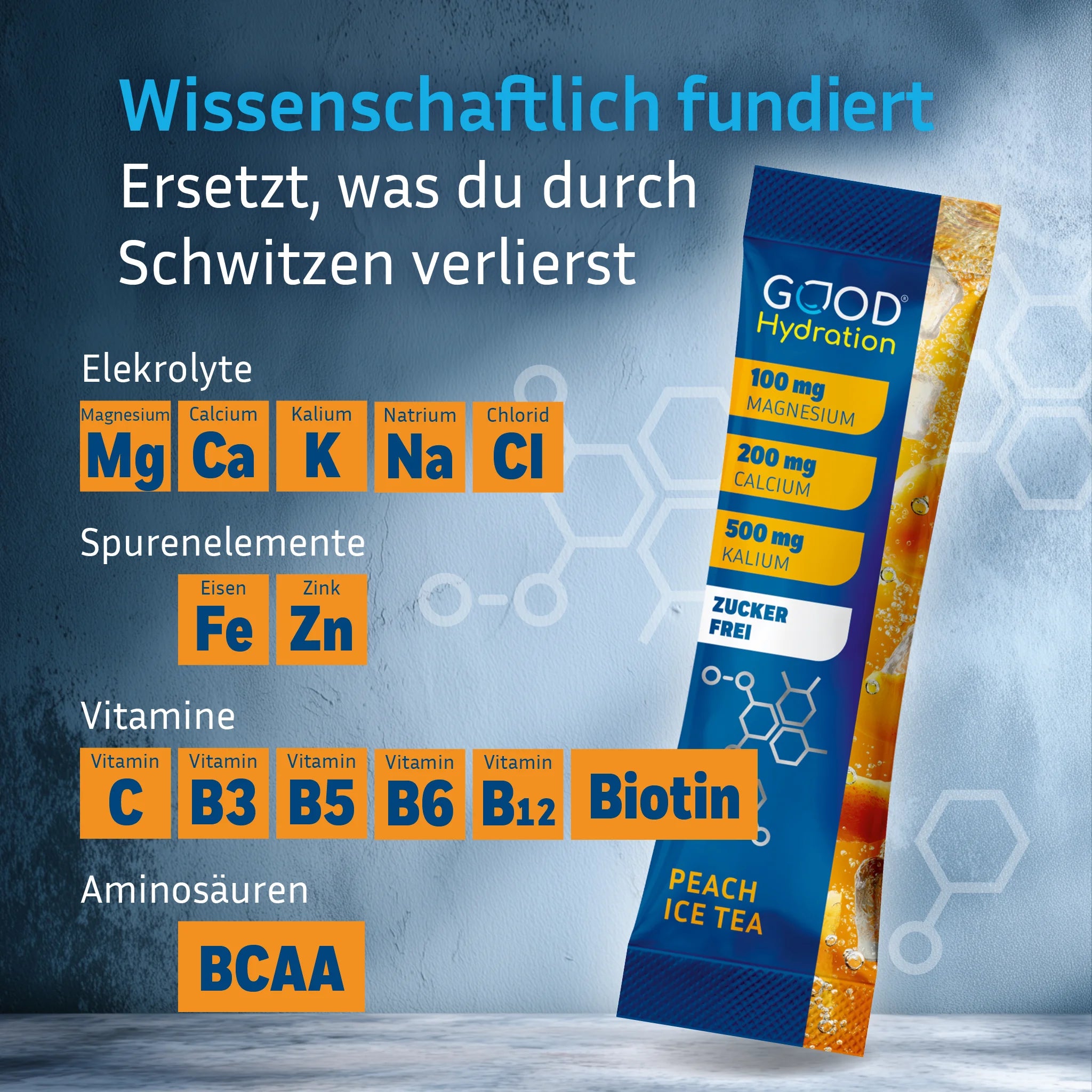100% wissenschaftliche Formel mit den besten Elektrolyten, Spurenelementen, Vitaminen und Aminosäuren. Zuckerfrei und nur 4 kcal Kalorien.
