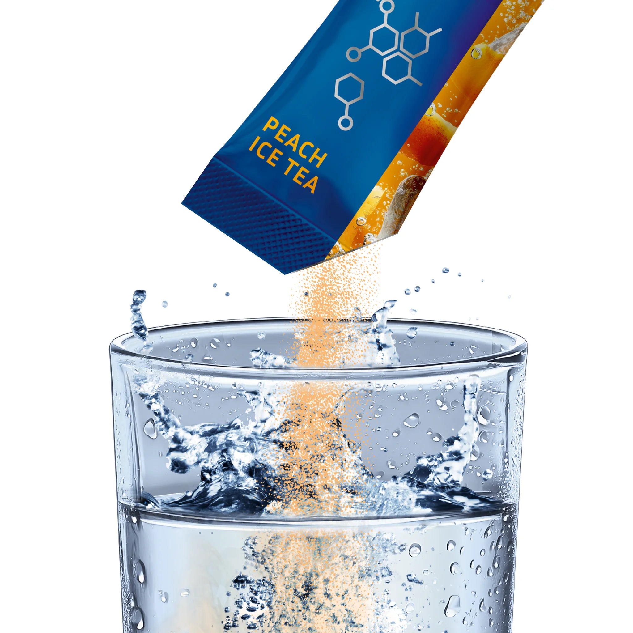 In diesem Pack erhälst du 24 Hydration Sticks mit Geschmack Pfirsich. Elektrolytpulver in Wasser 500ml Wasser auflösen und trinken.