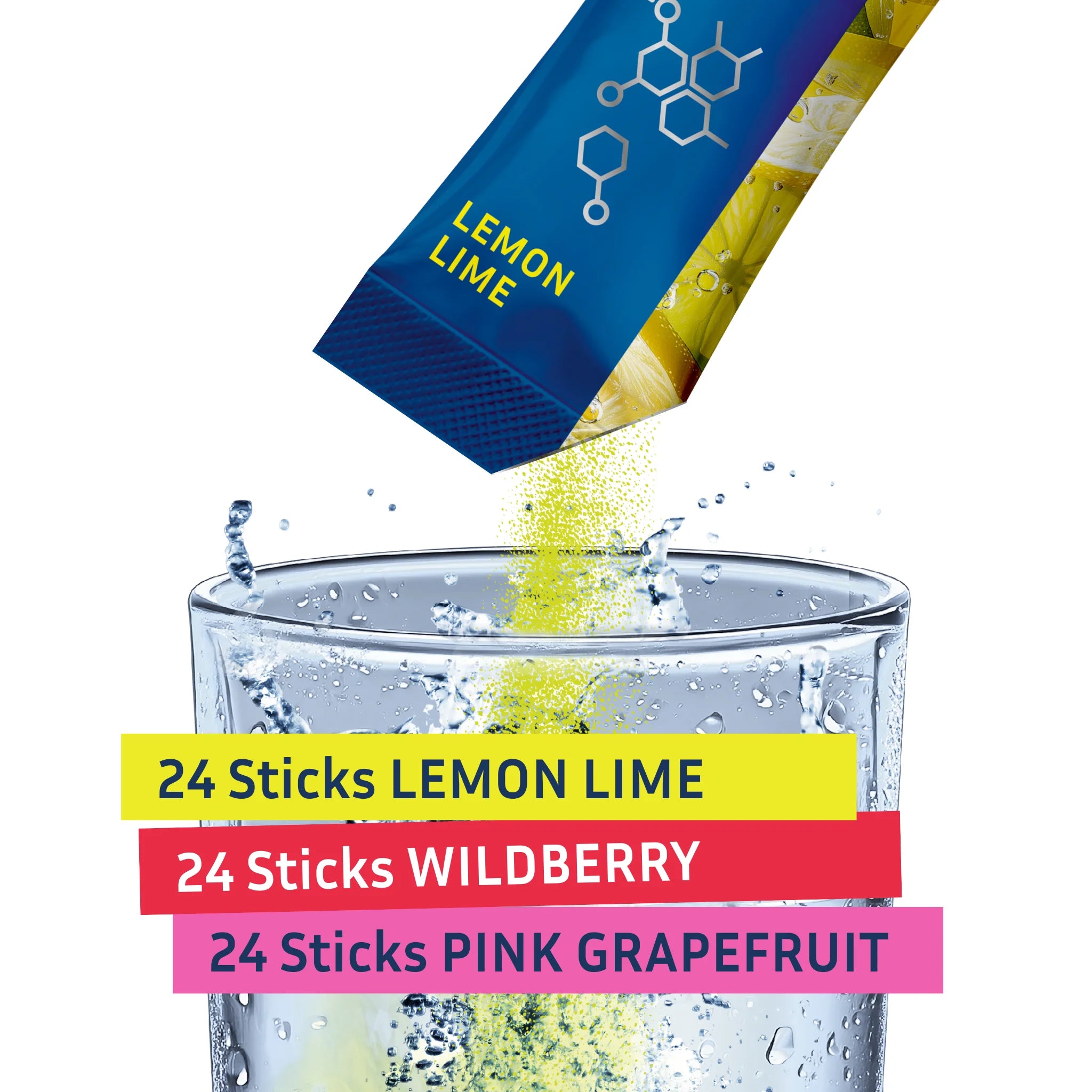 Inhalt 72 Stick in den Geschmacksrichtungen Zitrone, Waldbeere und Grapefruit.