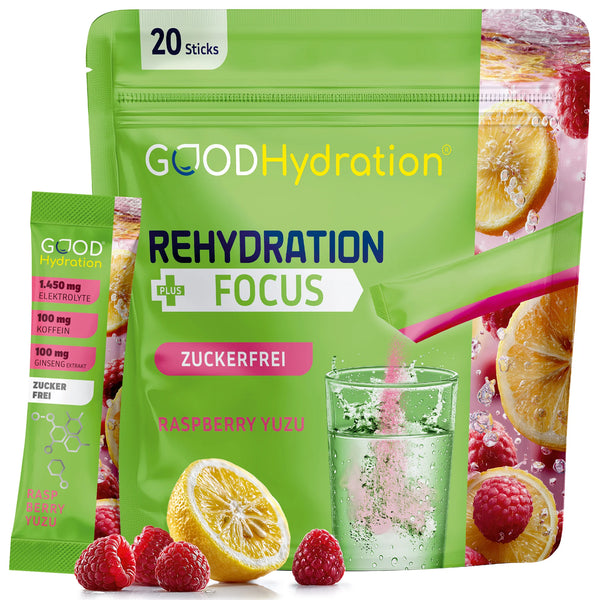 Rehydration plus FOCUS Himbeere Yuzu