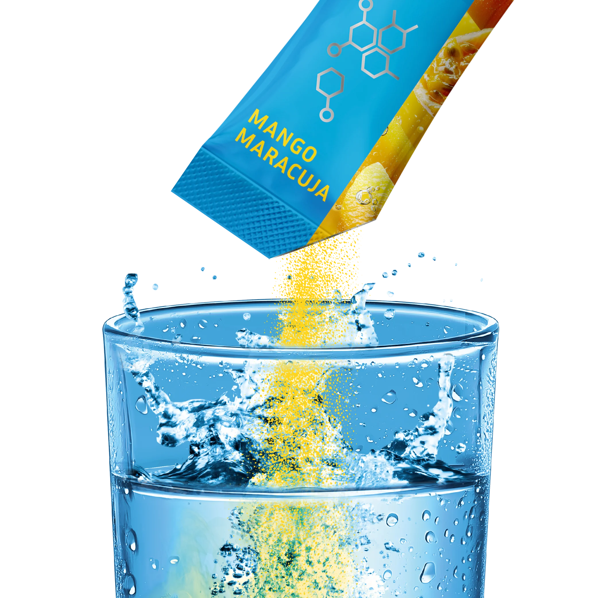 In diesem Pack erhälst du 20 Sticks mit Geschmack Mango Maracuja. Elektrolytpulver mit Kreatin in Wasser 500ml Wasser auflösen und trinken.