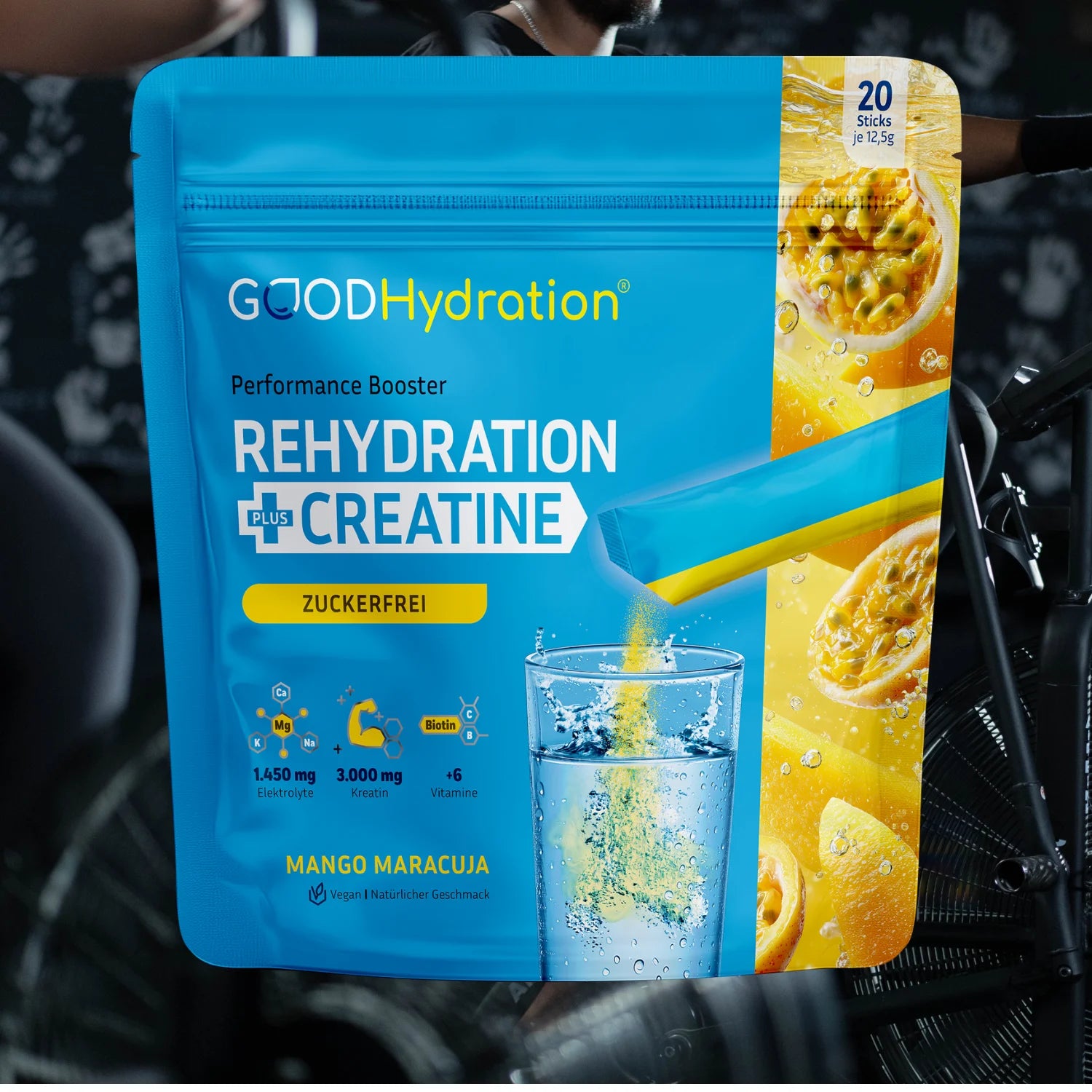 Launch des Performance Boosters Rehydration plus Kreatin. Das weltweit erste Hydration Produkt, das Elektrolyte und Kreatin kombiniert.