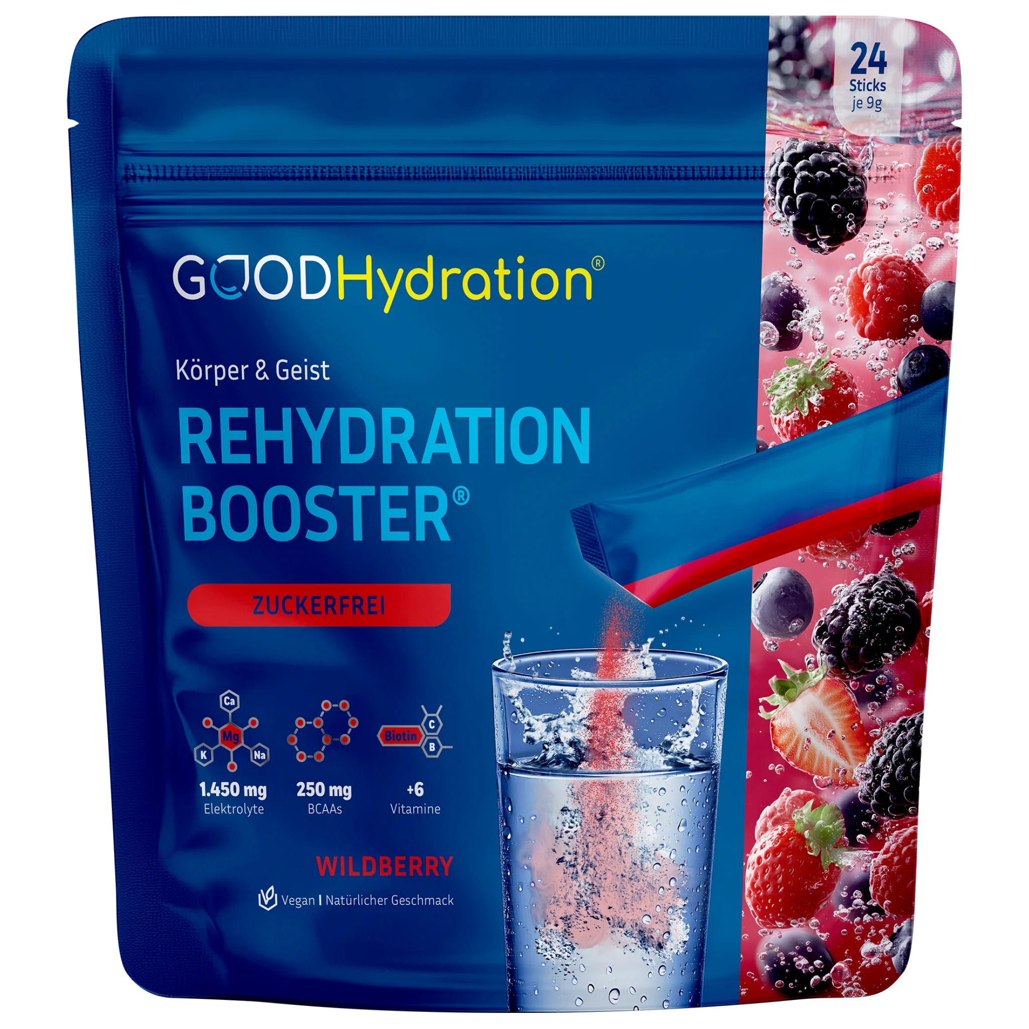 Hier klicken zur Auswahl 1 Packung Wildberry Hydration Sticks. Der beste Reydration Drink der Welt mit mehr Elektrolyten und Vitaminen als Hydraid.