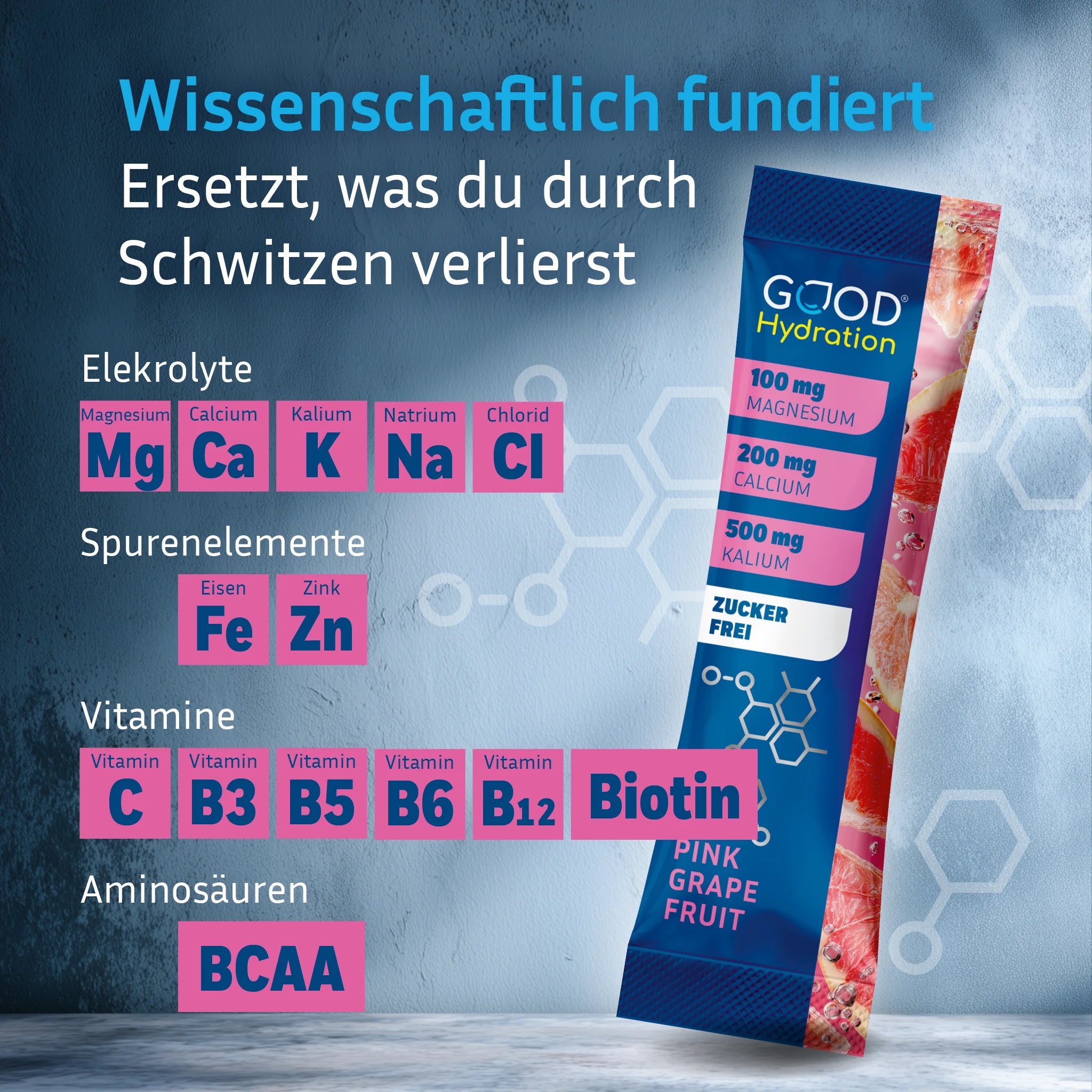 100% wissenschaftliche Formel mit den besten Elektrolyten, Spurenelementen, Vitaminen und Aminosäuren. Zuckerfrei und nur 4 kcal Kalorien.